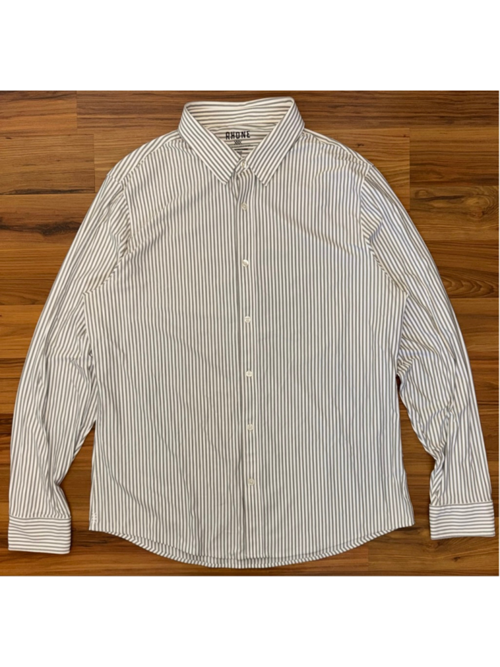 Rhone Striped Slim Fit Button Up Shirt XL Performance Menswear Business Casual